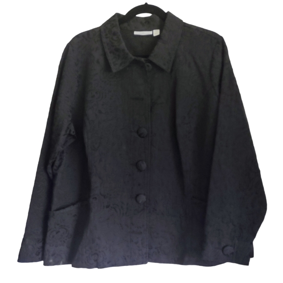croft & barrow Jackets & Blazers - Croft & Barrow Black Brocade Jacket‎ 1X Cotton Polyester Button Close****